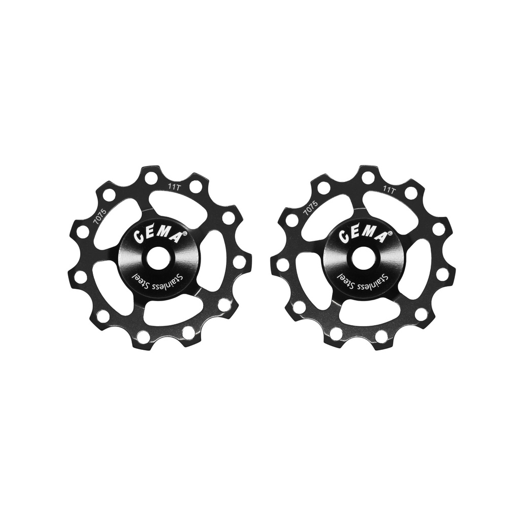 [SRC-JW-B001-SS] 9/10/11V Derailleurwieltjes (11T) (Zwart, RVS)
